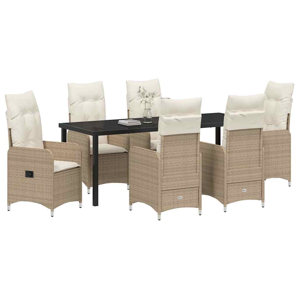 Garten Essgruppe 7 pcs Beige Poly-Rattan