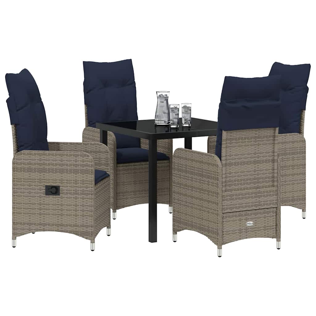 Garten Essgruppe 5 pcs Schwarz Poly-Rattan