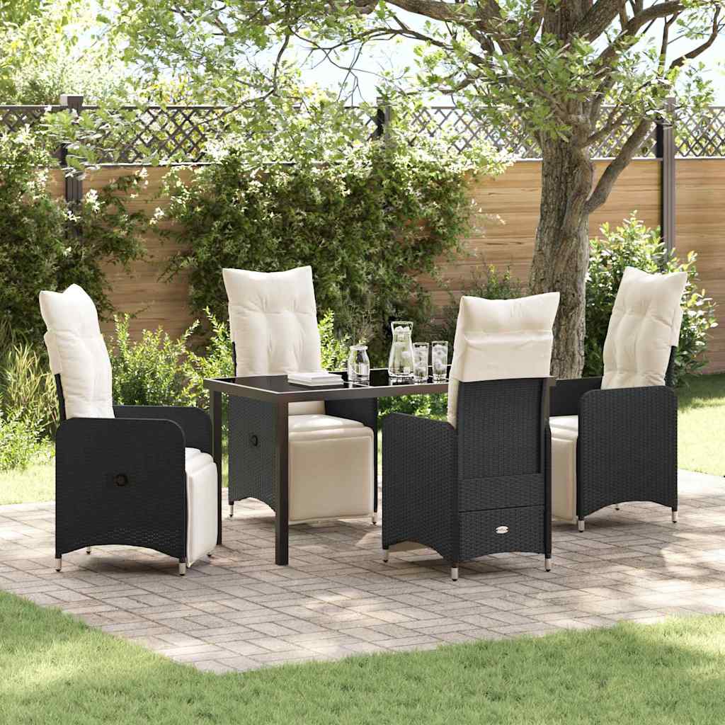 Garten Essgruppe 5 pcs Schwarz Poly-Rattan
