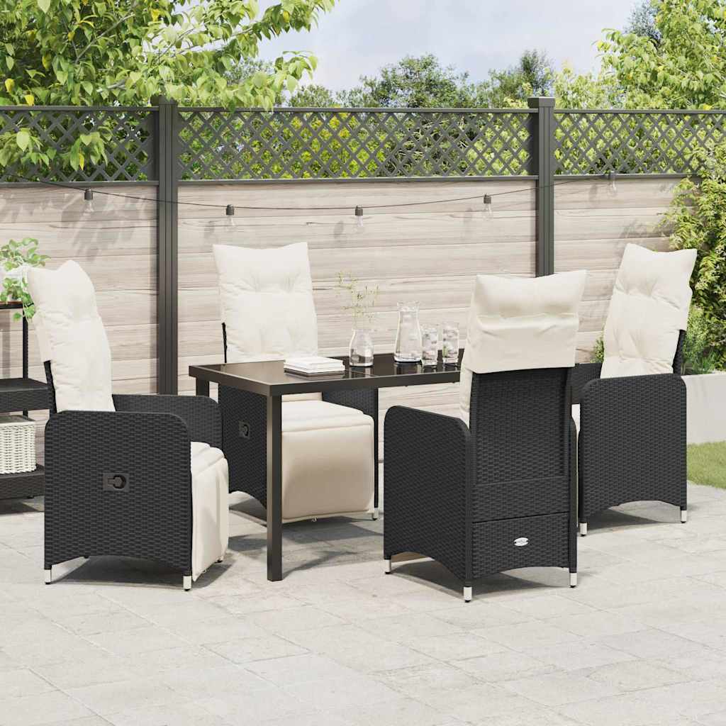 Garten Essgruppe 5 pcs Schwarz Poly-Rattan