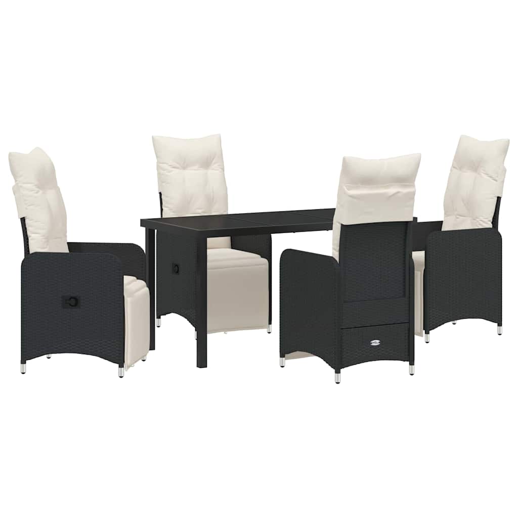 Garten Essgruppe 5 pcs Schwarz Poly-Rattan