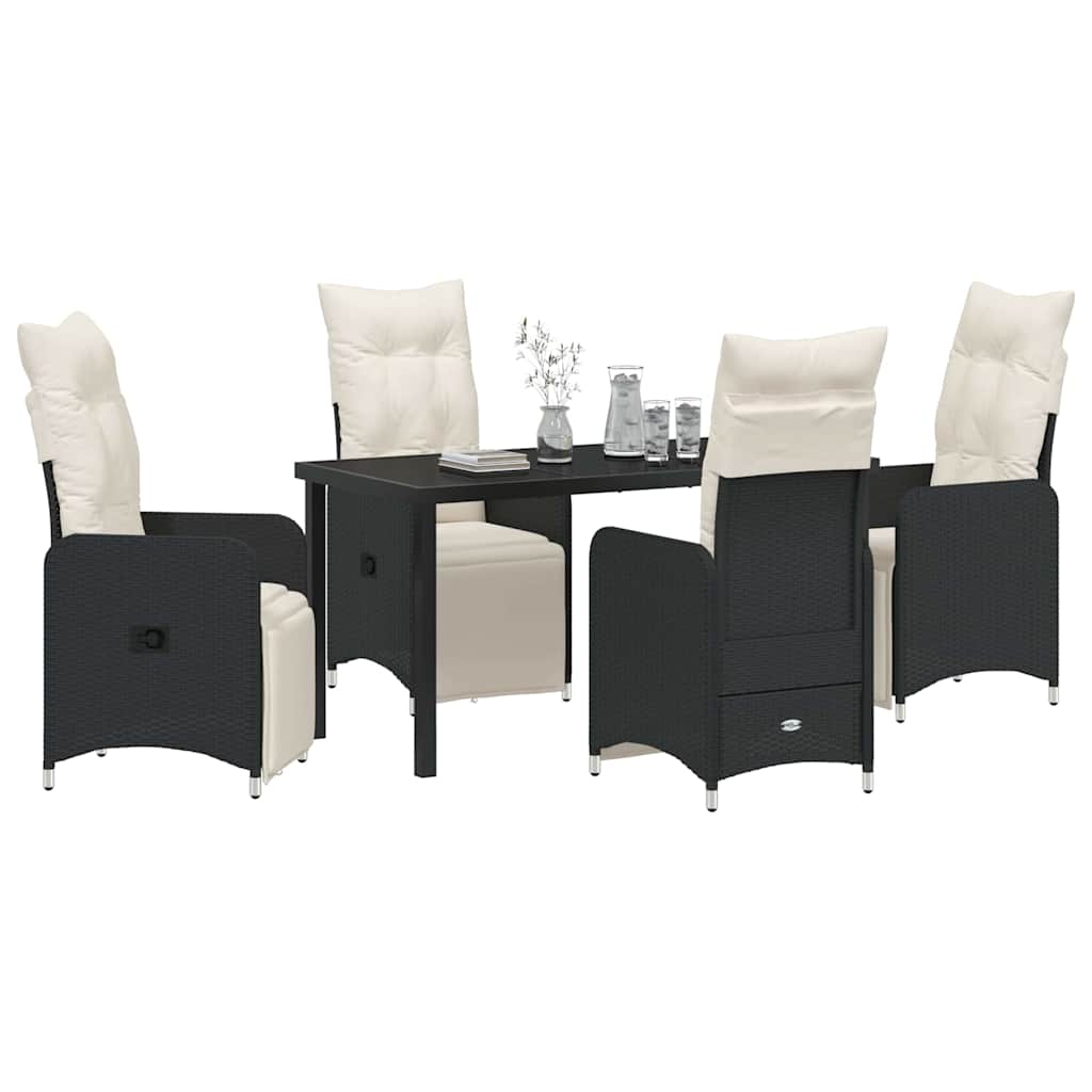 Garten Essgruppe 5 pcs Schwarz Poly-Rattan