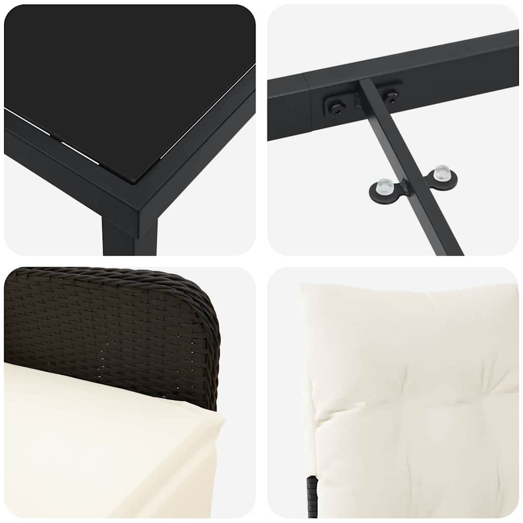 Garten Essgruppe 5 pcs Schwarz Poly-Rattan