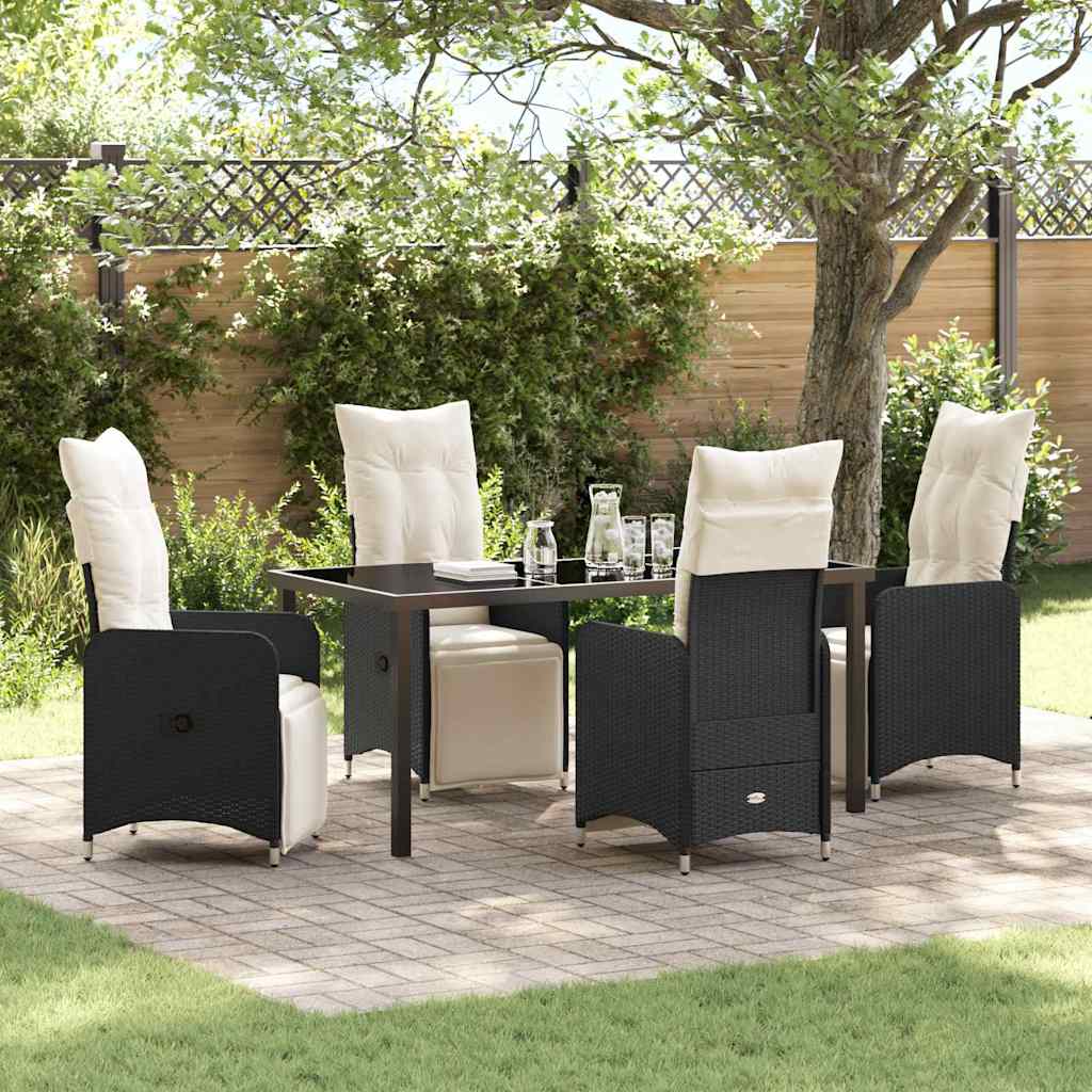 Garten Essgruppe 5 pcs Schwarz Poly-Rattan