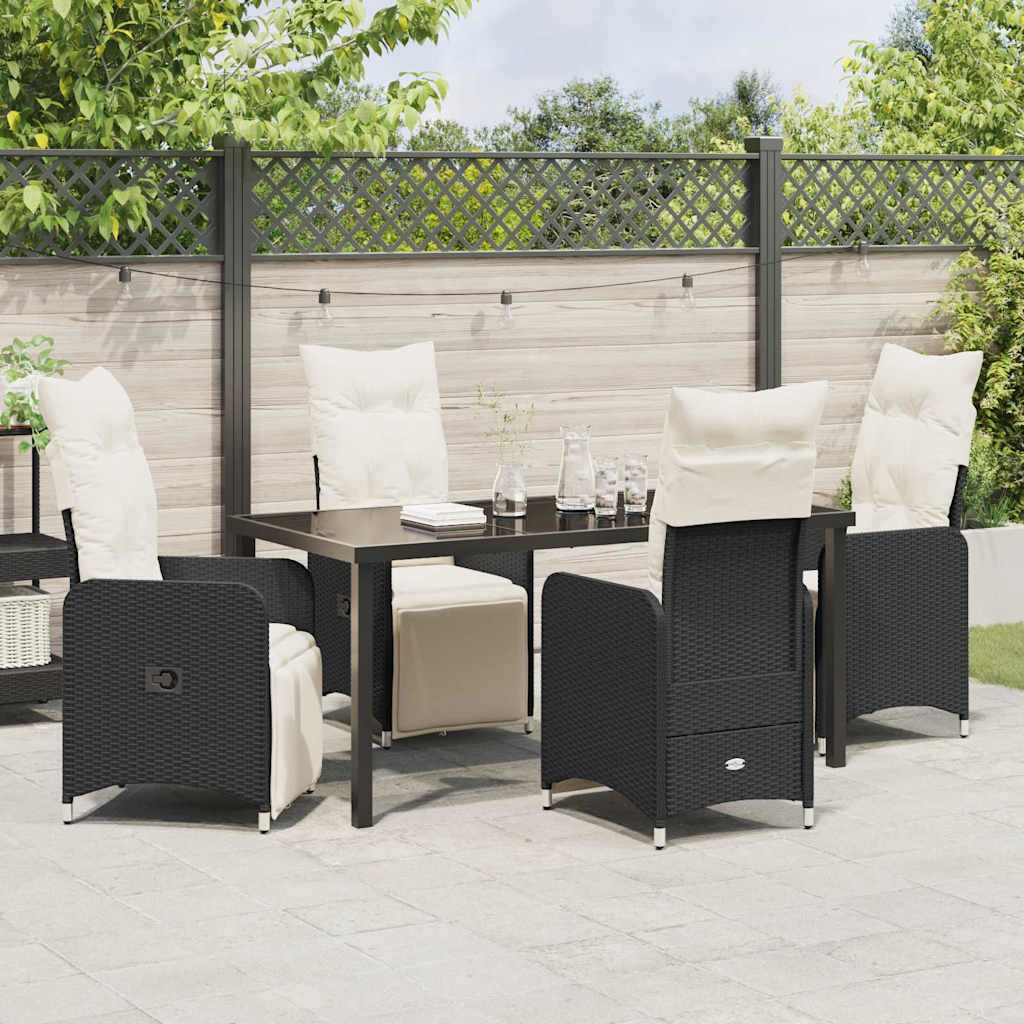 Garten Essgruppe 5 pcs Schwarz Poly-Rattan