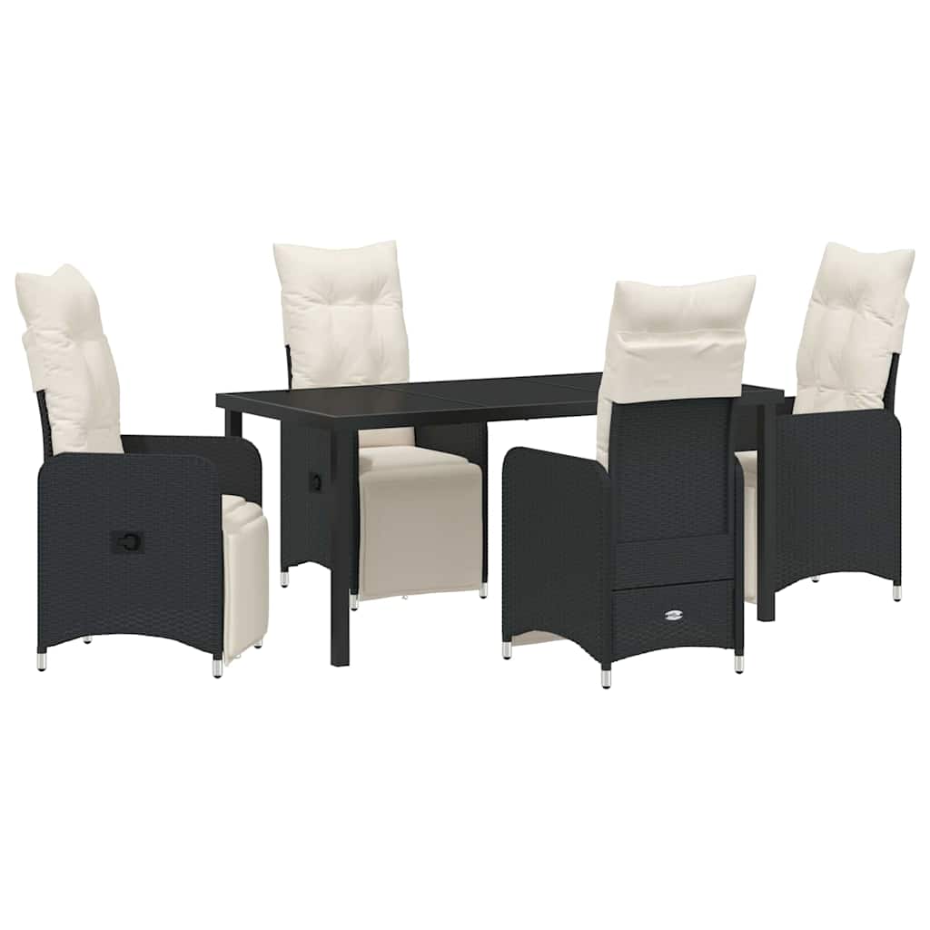 Garten Essgruppe 5 pcs Schwarz Poly-Rattan