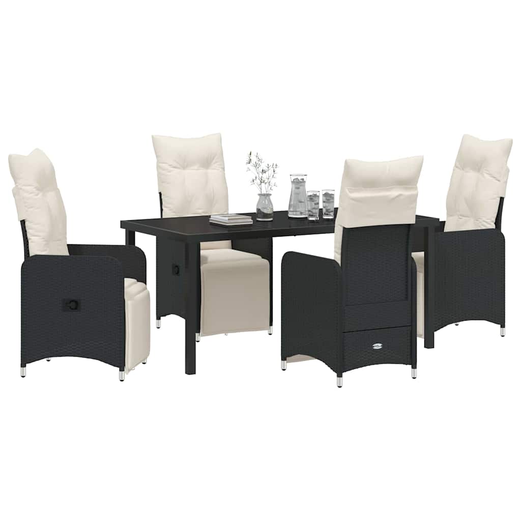 Garten Essgruppe 5 pcs Schwarz Poly-Rattan