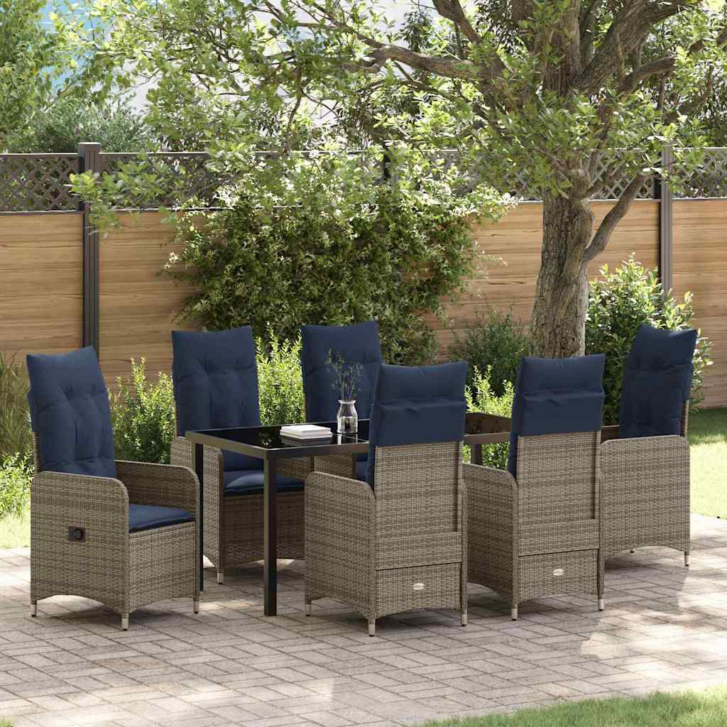 Garten Essgruppe 7 pcs Schwarz Poly-Rattan