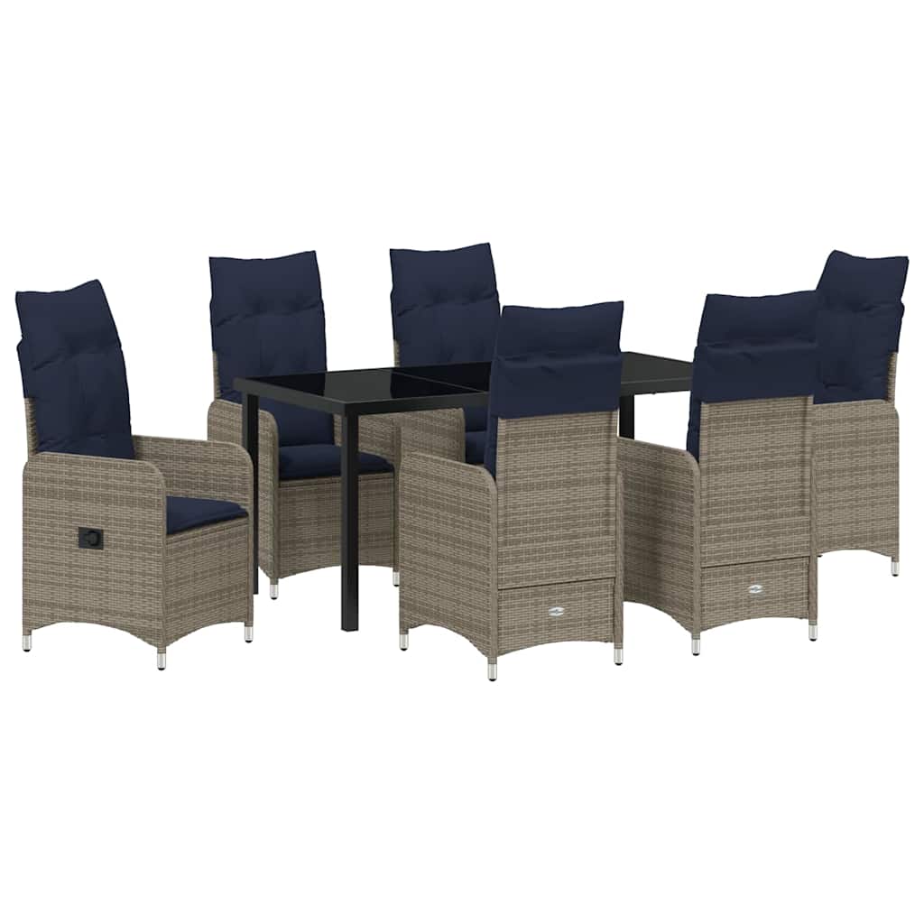 Garten Essgruppe 7 pcs Schwarz Poly-Rattan