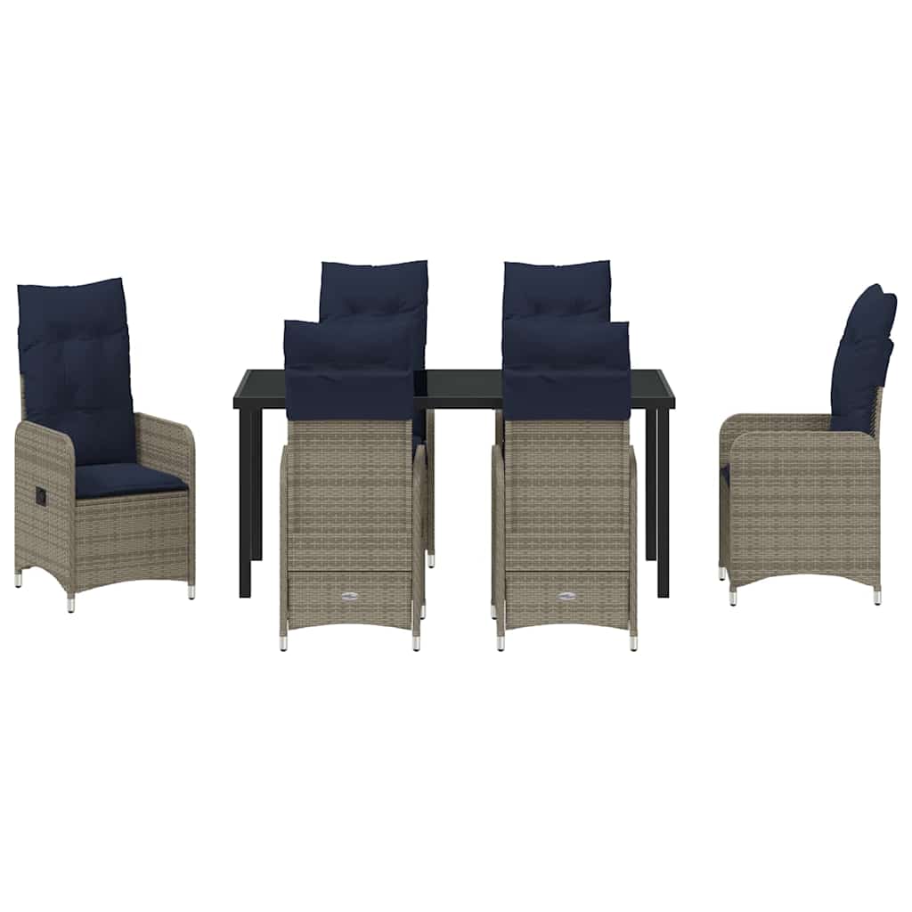 Garten Essgruppe 7 pcs Schwarz Poly-Rattan