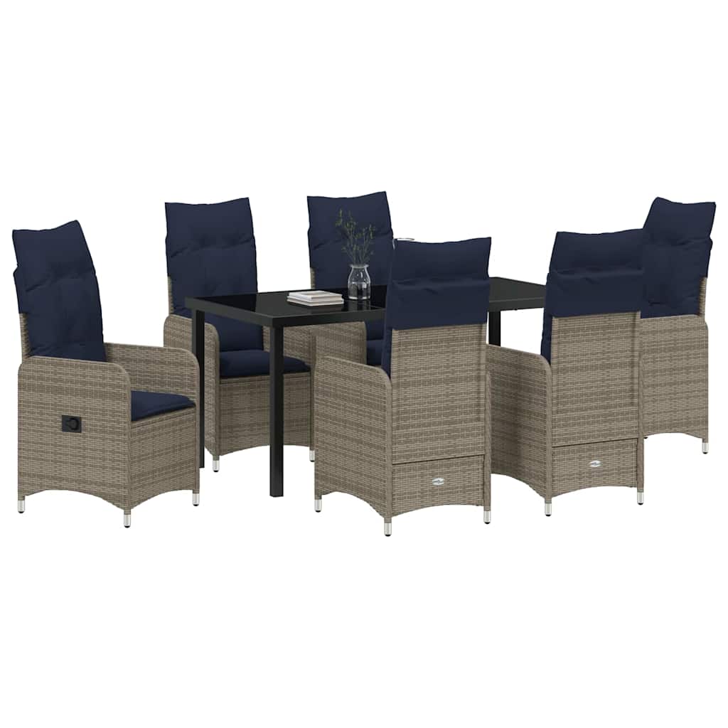 Garten Essgruppe 7 pcs Schwarz Poly-Rattan