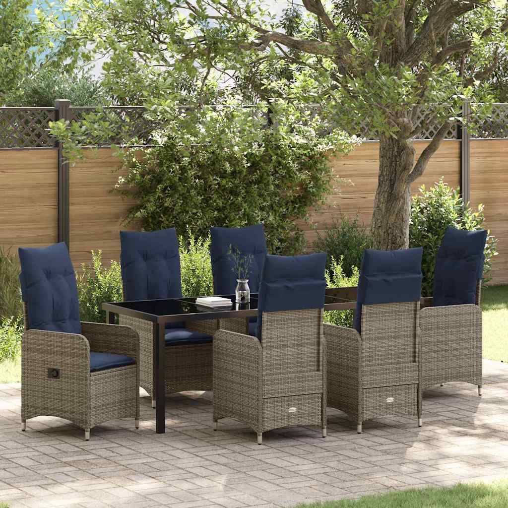 Garten Essgruppe 7 pcs Schwarz Poly-Rattan