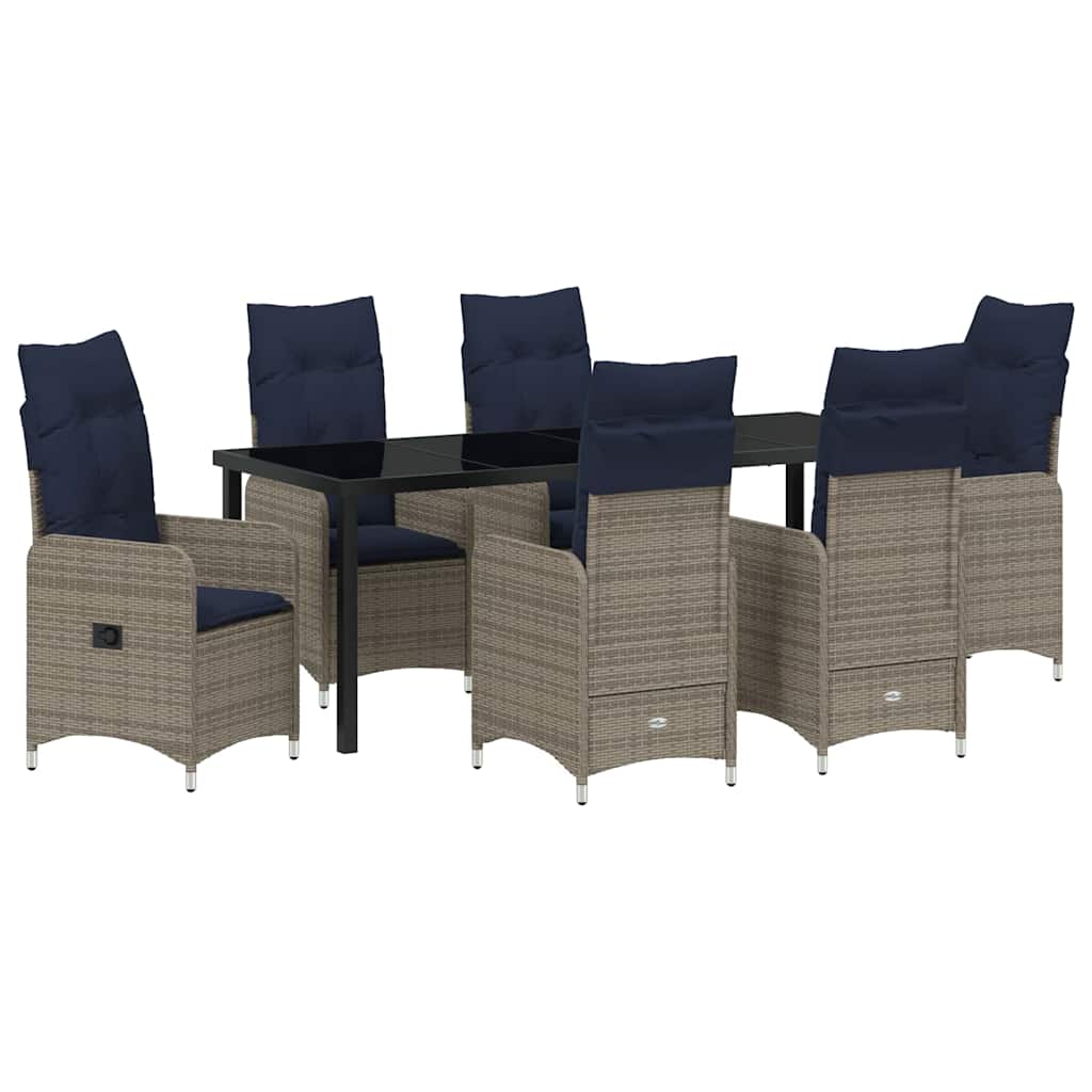 Garten Essgruppe 7 pcs Schwarz Poly-Rattan