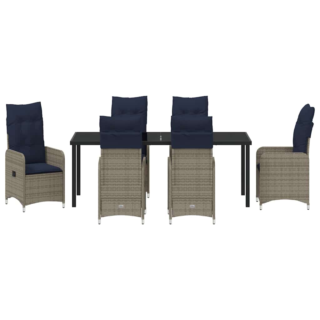 Garten Essgruppe 7 pcs Schwarz Poly-Rattan
