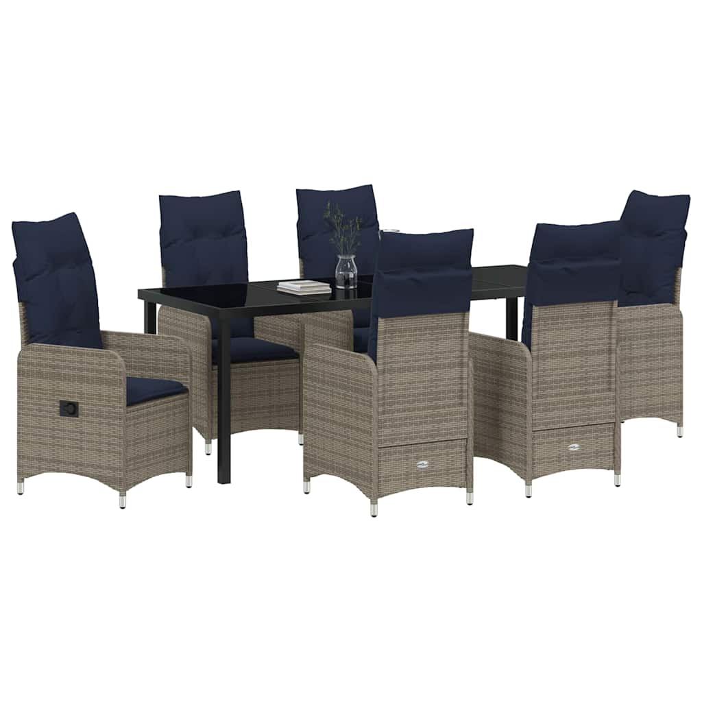 Garten Essgruppe 7 pcs Schwarz Poly-Rattan