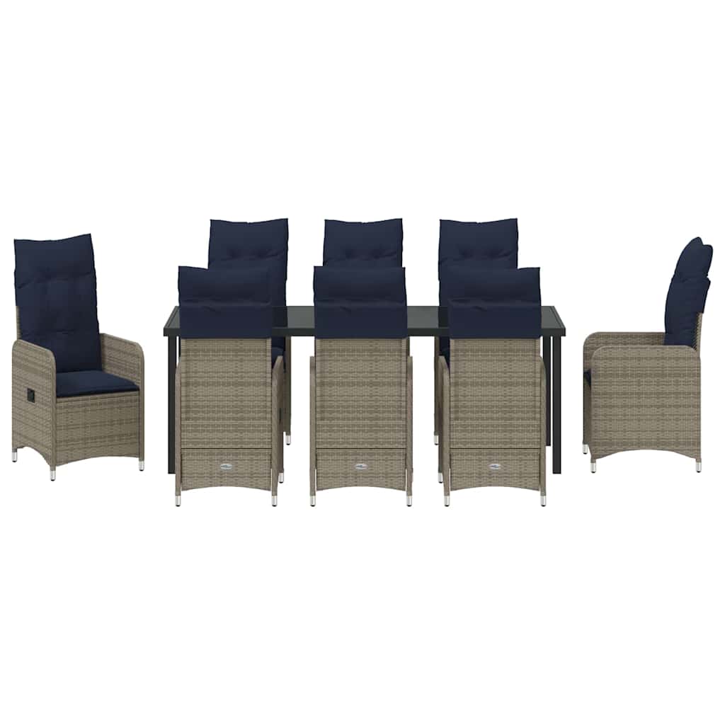 Garten Essgruppe 9 pcs Schwarz Poly-Rattan