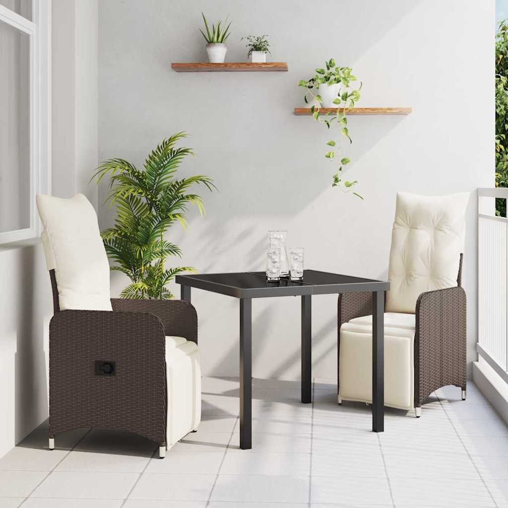 Garten Essgruppe 3 pcs Braun Poly-Rattan
