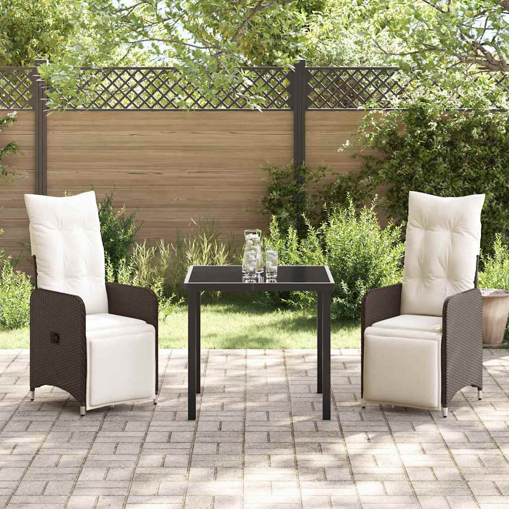Garten Essgruppe 3 pcs Braun Poly-Rattan