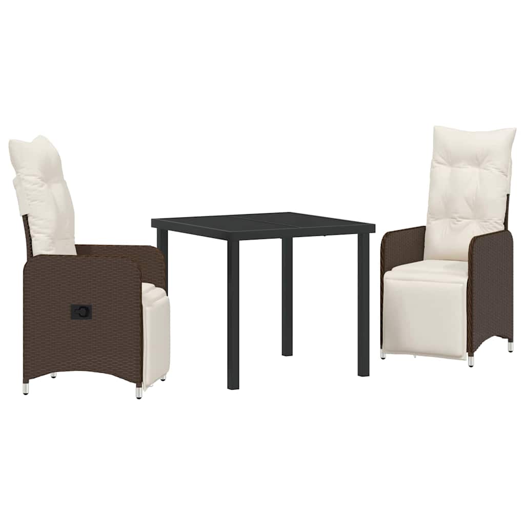 Garten Essgruppe 3 pcs Braun Poly-Rattan