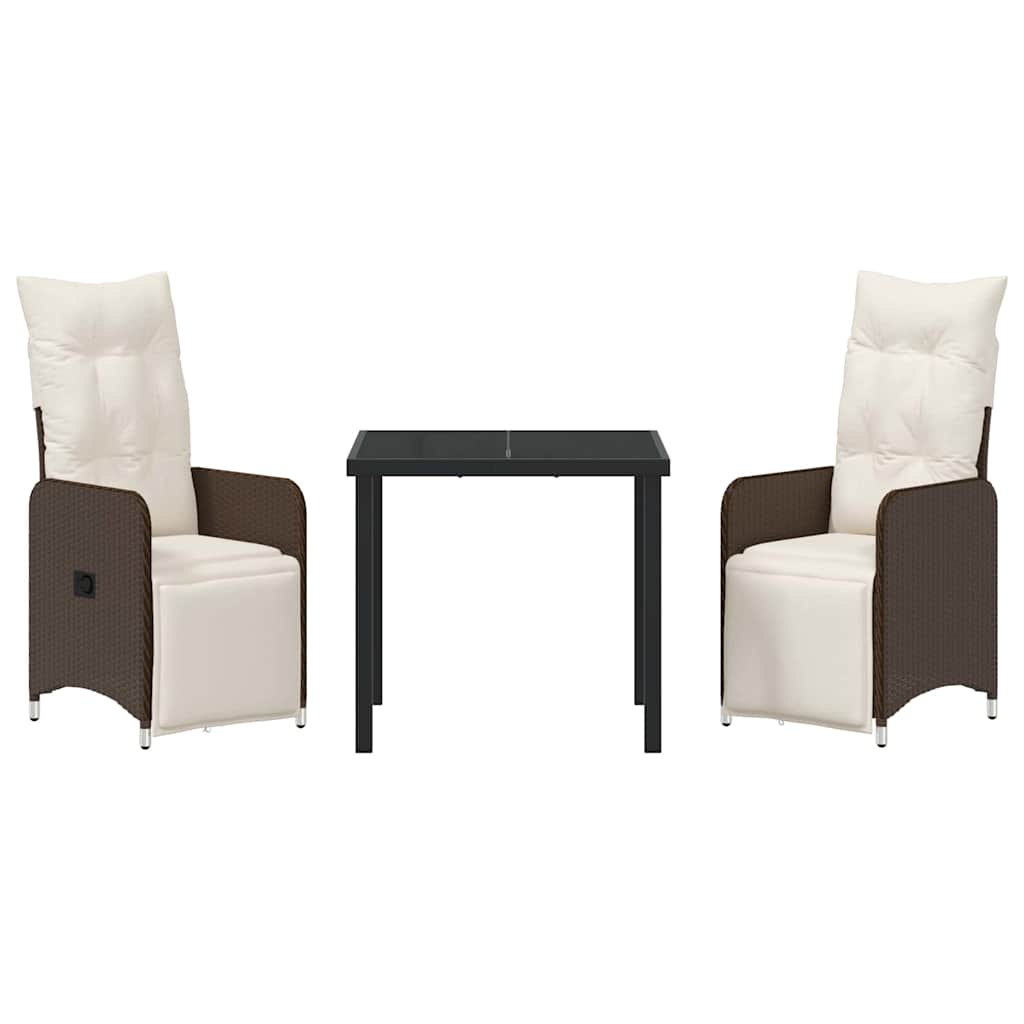 Garten Essgruppe 3 pcs Braun Poly-Rattan
