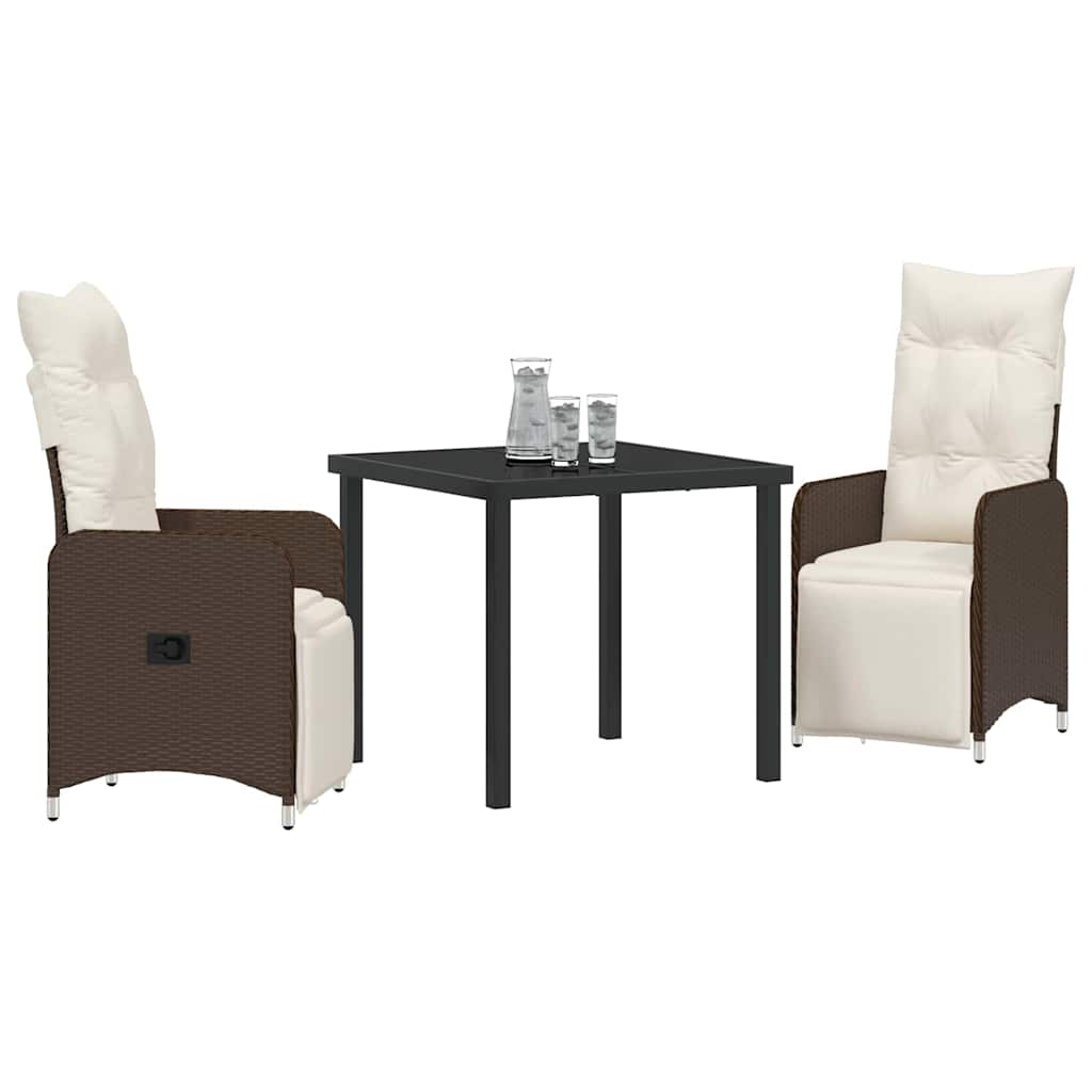Garten Essgruppe 3 pcs Braun Poly-Rattan