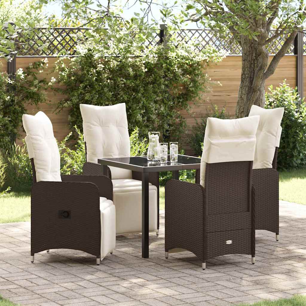 Garten Essgruppe 5 pcs Braun Poly-Rattan