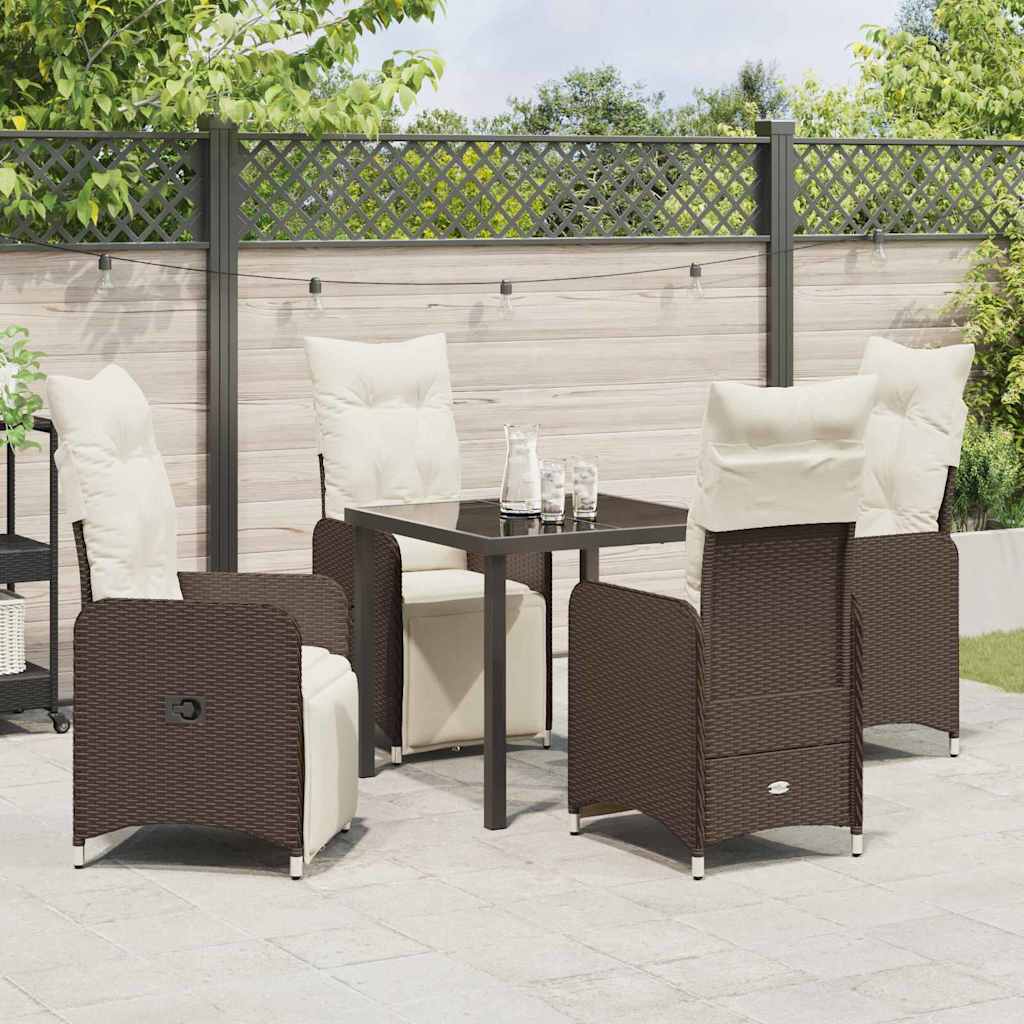 Garten Essgruppe 5 pcs Braun Poly-Rattan