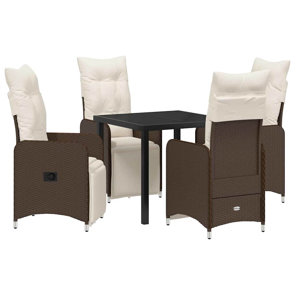 Garten Essgruppe 5 pcs Braun Poly-Rattan
