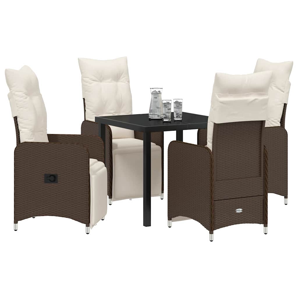 Garten Essgruppe 5 pcs Braun Poly-Rattan