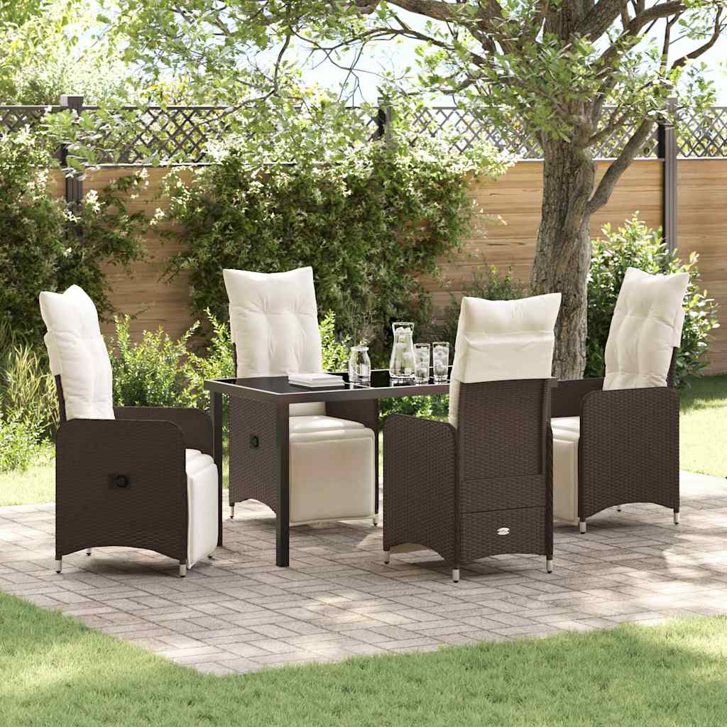 Garten Essgruppe 5 pcs Braun Poly-Rattan