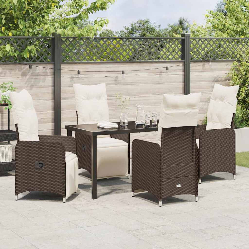 Garten Essgruppe 5 pcs Braun Poly-Rattan