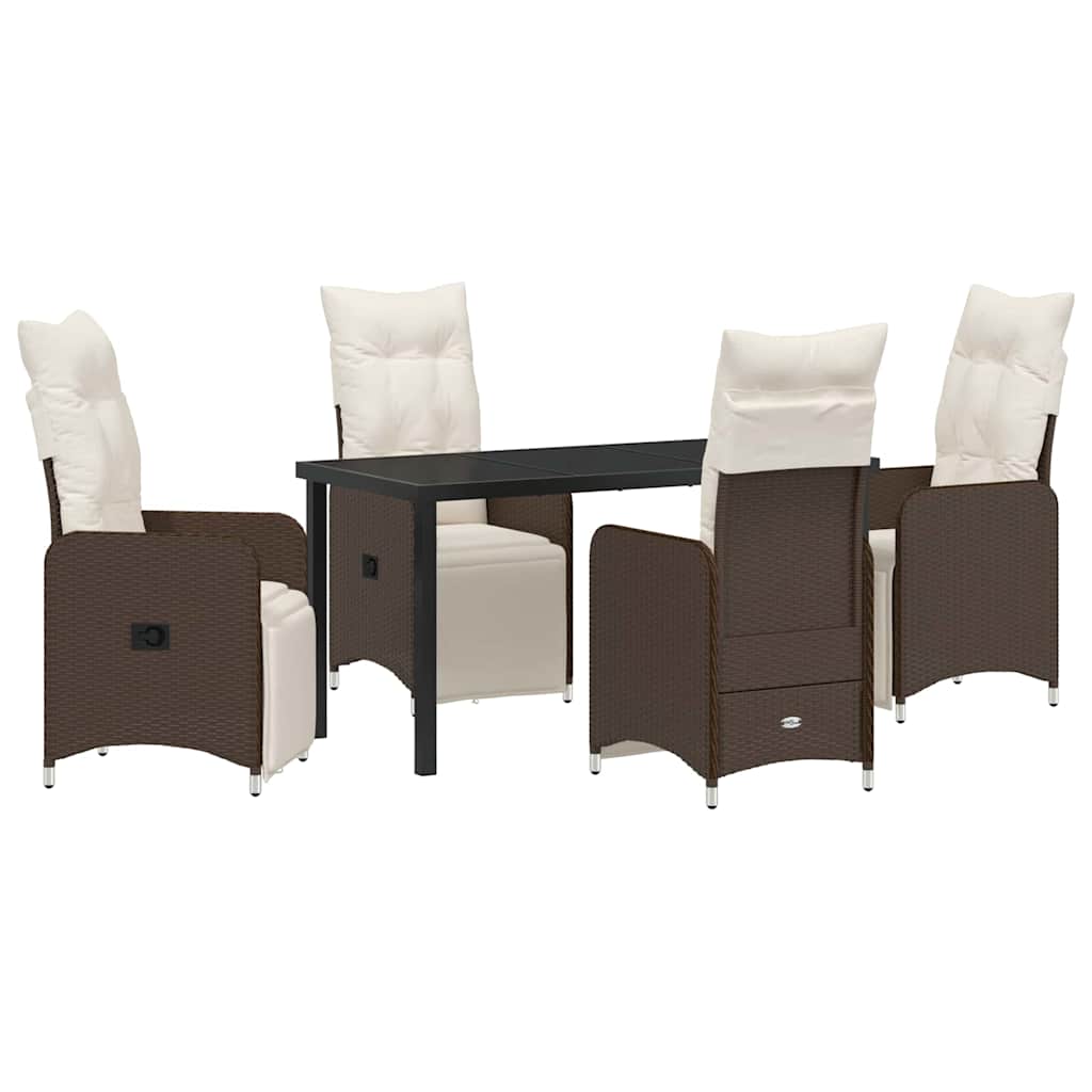 Garten Essgruppe 5 pcs Braun Poly-Rattan