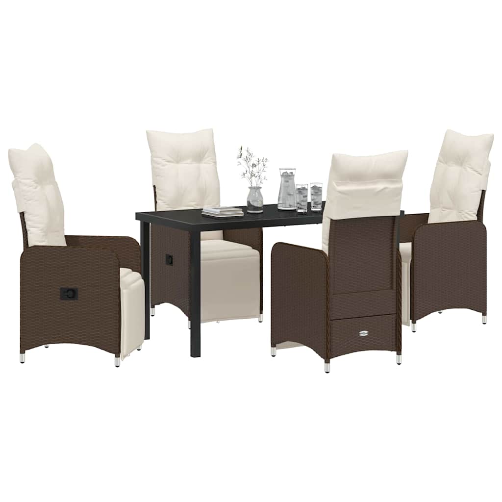Garten Essgruppe 5 pcs Braun Poly-Rattan