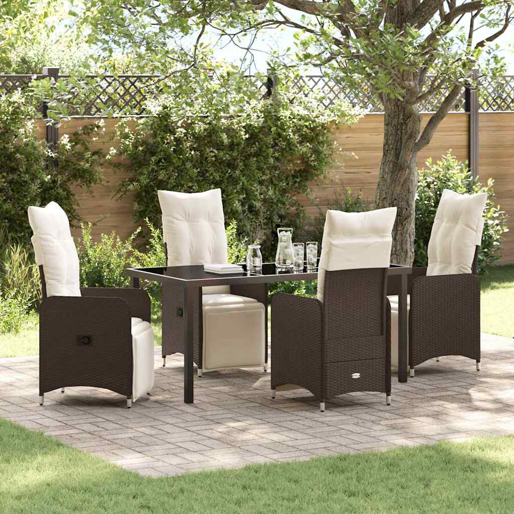 Garten Essgruppe 5 pcs Braun Poly-Rattan