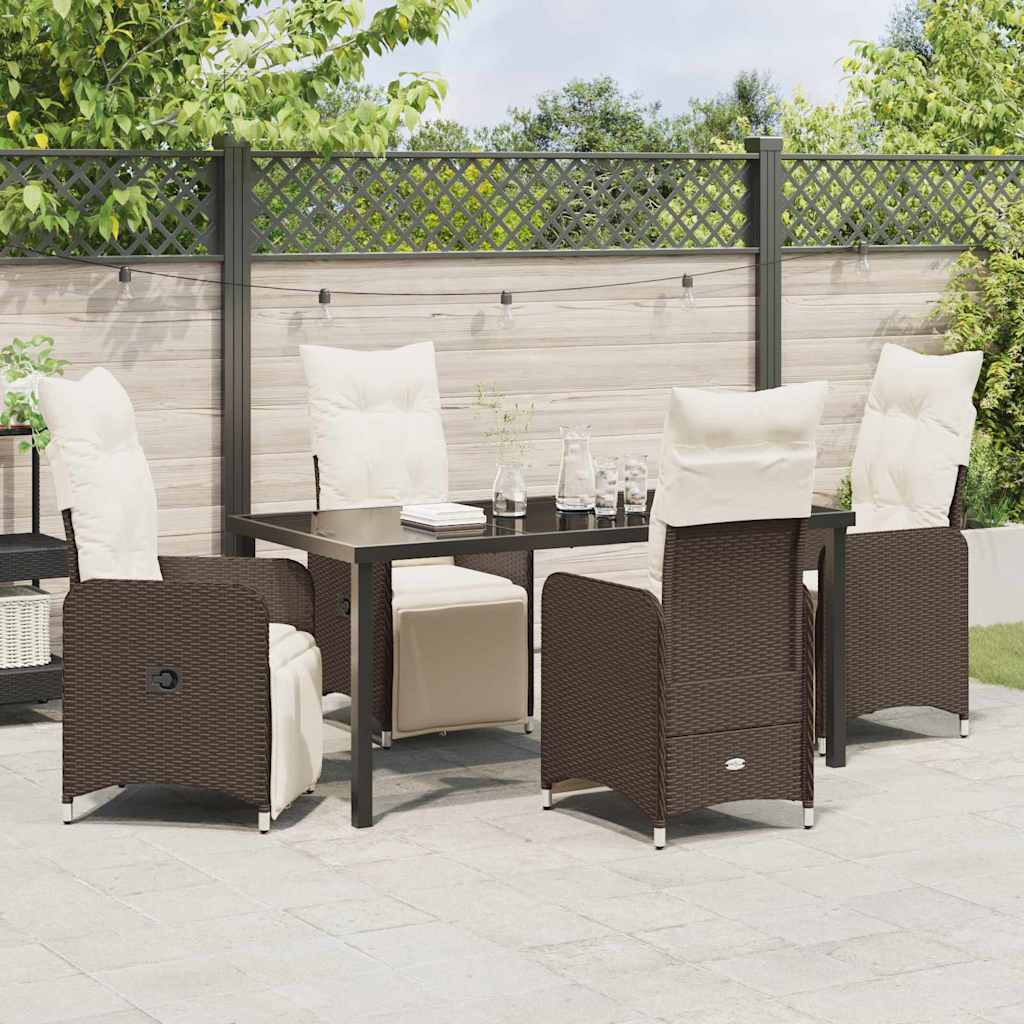 Garten Essgruppe 5 pcs Braun Poly-Rattan