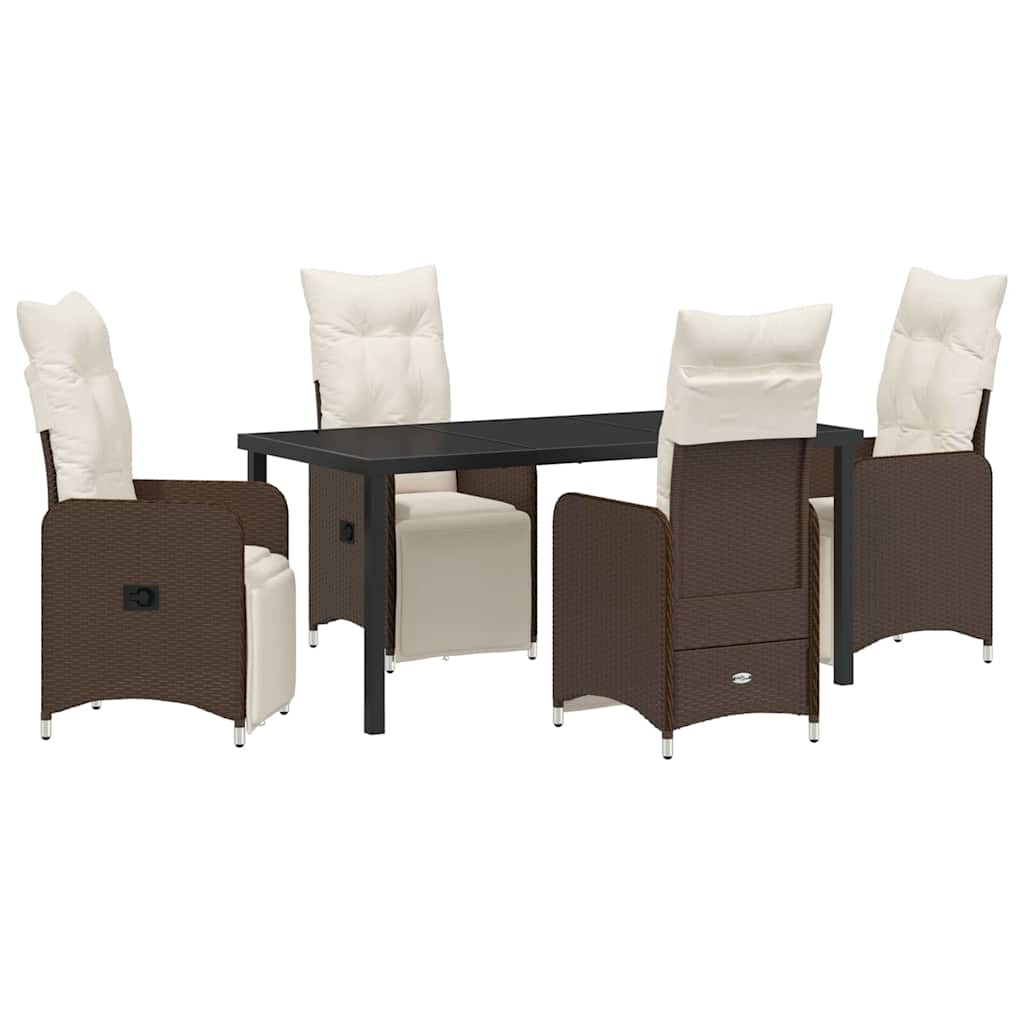 Garten Essgruppe 5 pcs Braun Poly-Rattan