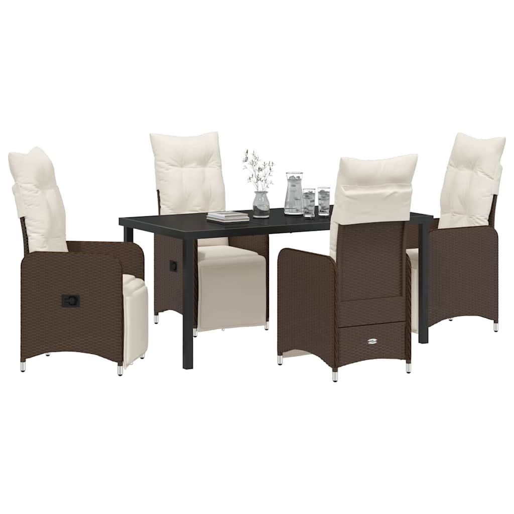 Garten Essgruppe 5 pcs Braun Poly-Rattan