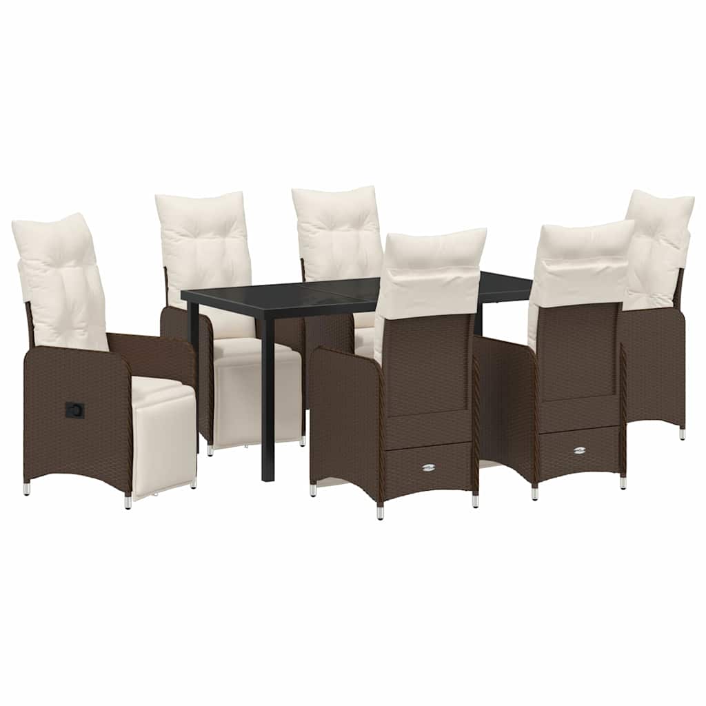 Garten Essgruppe 7 pcs Braun Poly-Rattan