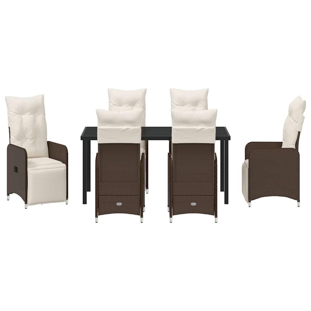 Garten Essgruppe 7 pcs Braun Poly-Rattan