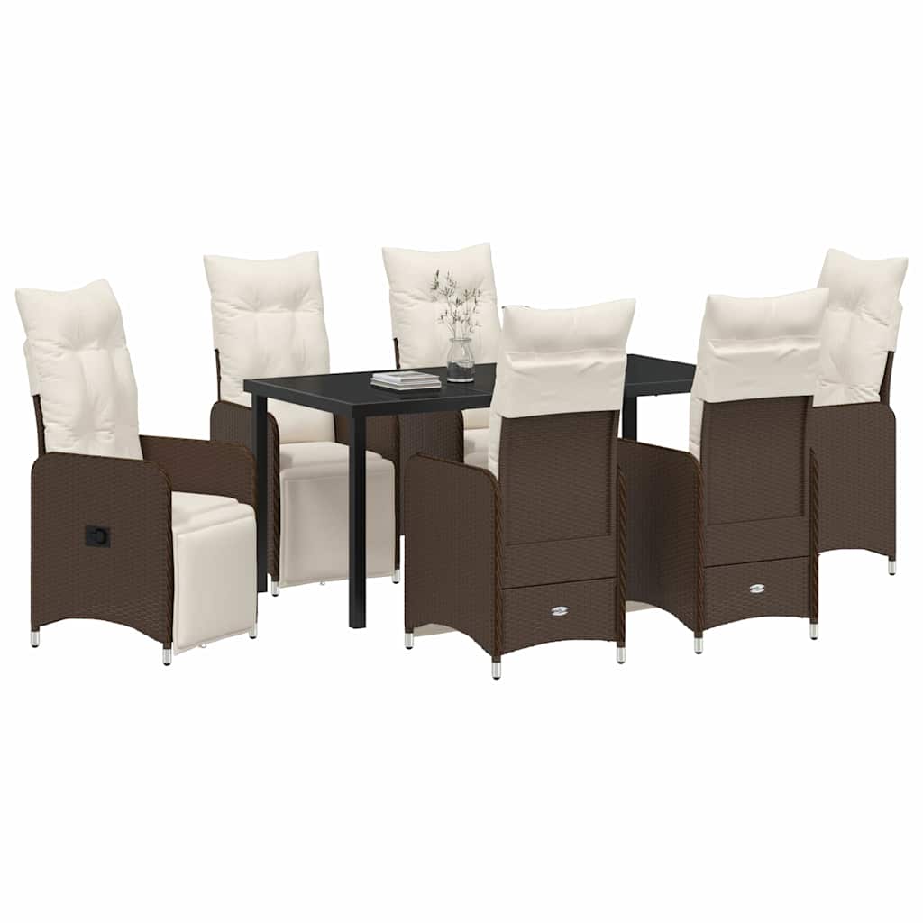 Garten Essgruppe 7 pcs Braun Poly-Rattan