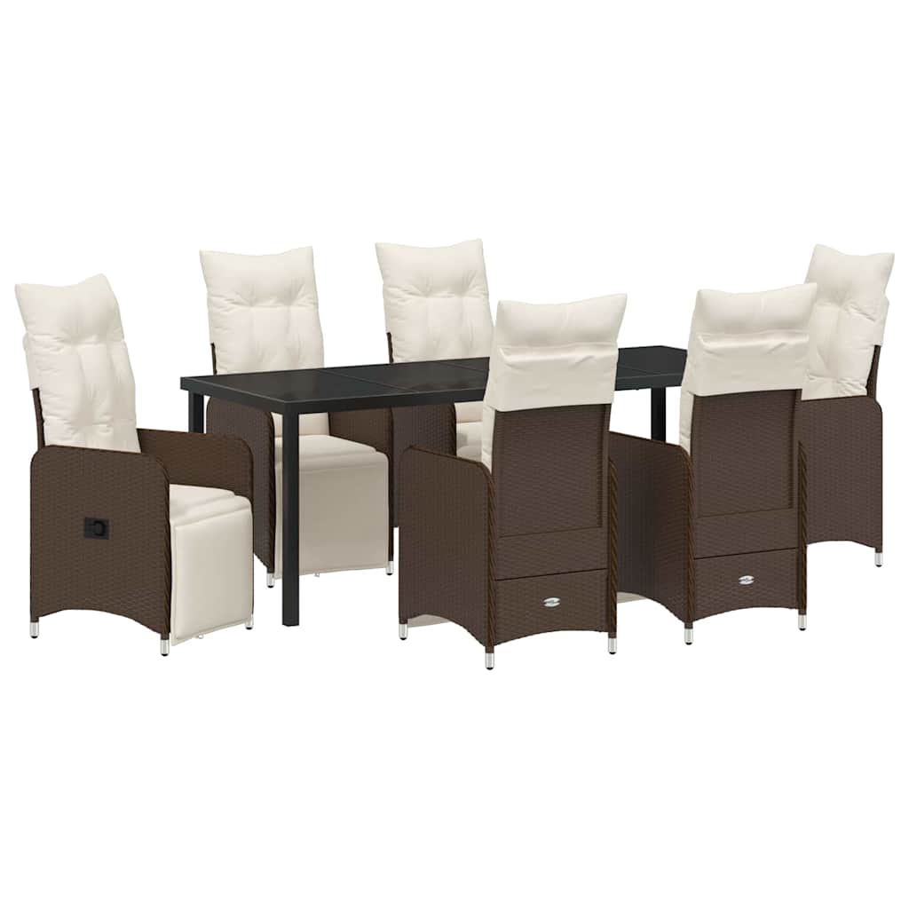Garten Essgruppe 7 pcs Braun Poly-Rattan