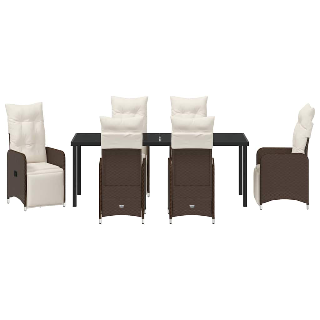 Garten Essgruppe 7 pcs Braun Poly-Rattan