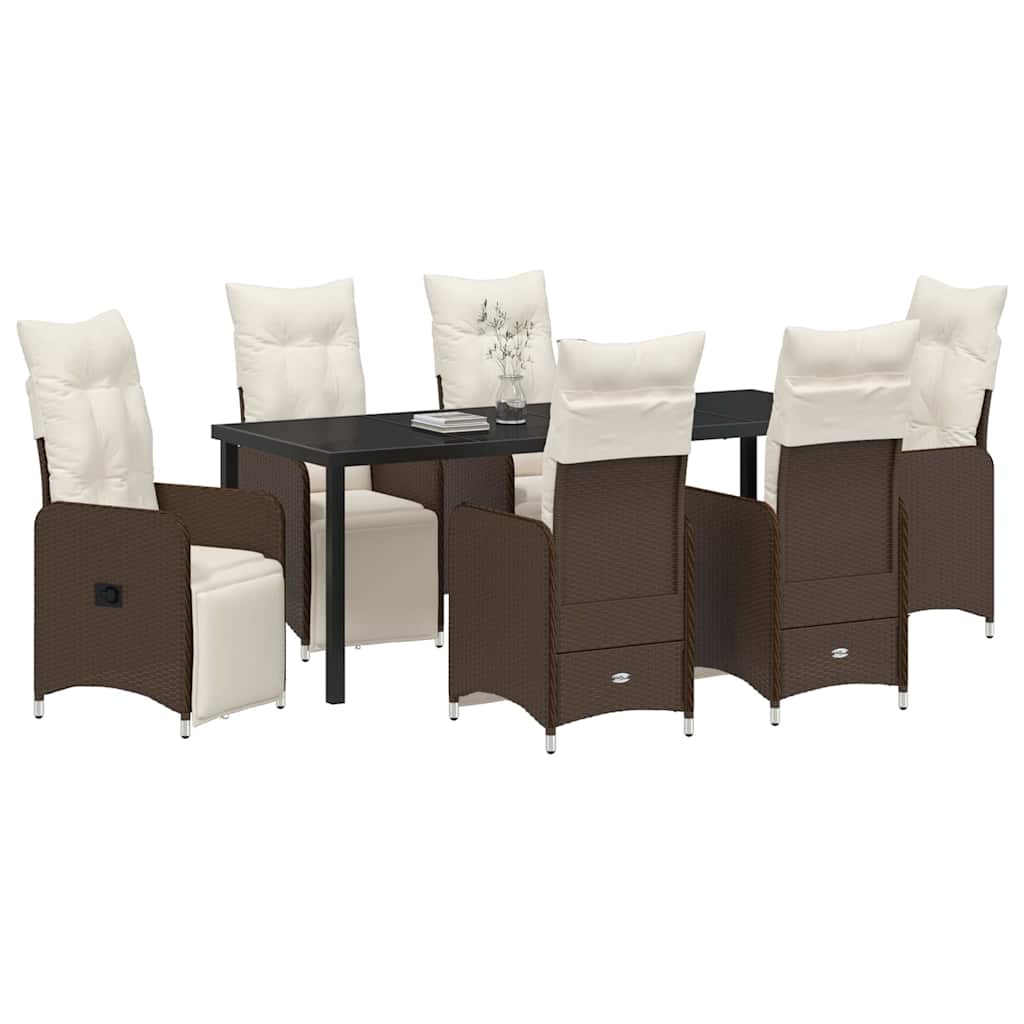 Garten Essgruppe 7 pcs Braun Poly-Rattan