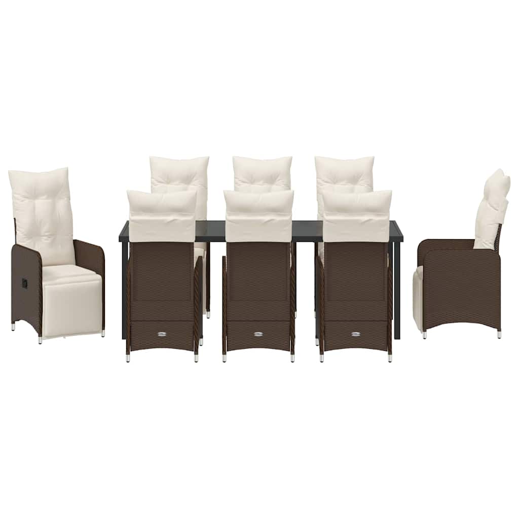Garten Essgruppe 9 pcs Braun Poly-Rattan