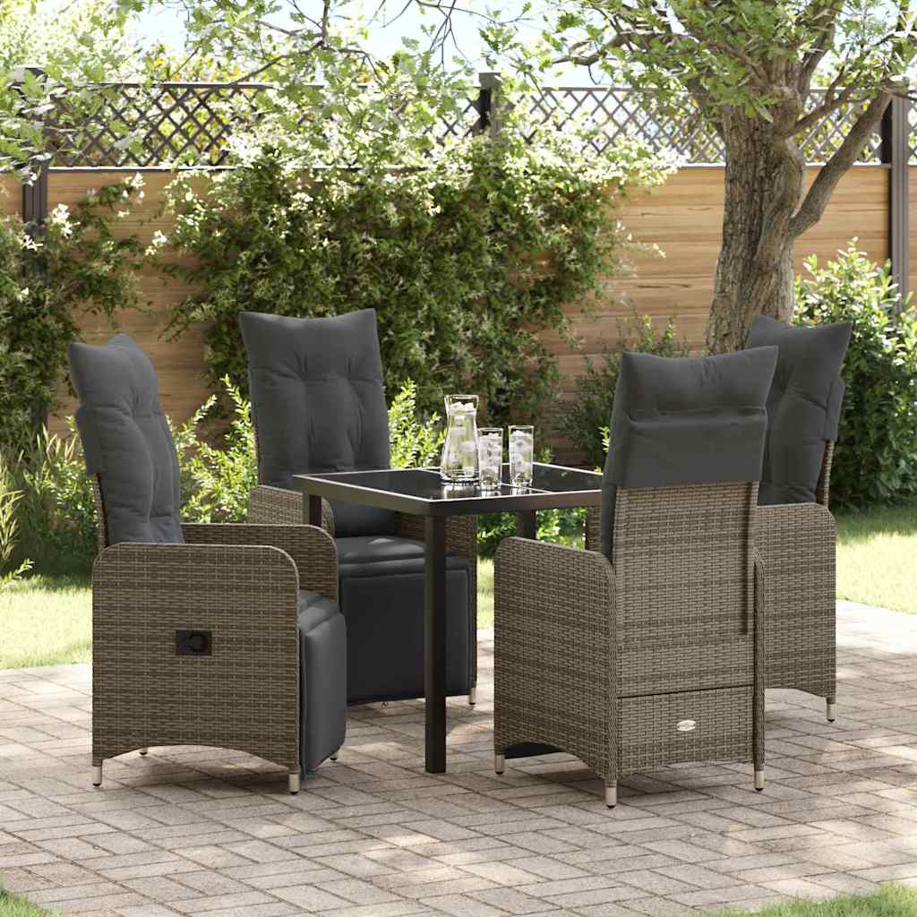 Garten Essgruppe 5 pcs Grau Poly-Rattan