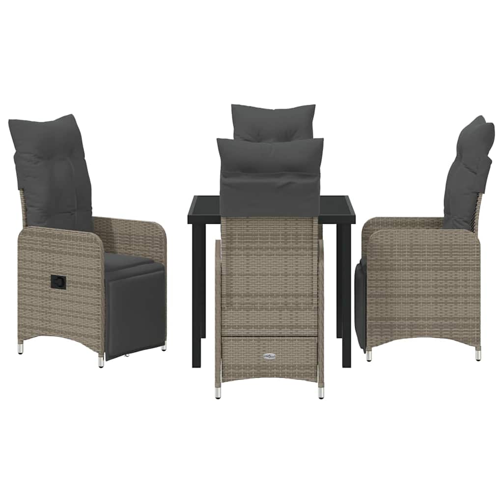Garten Essgruppe 5 pcs Grau Poly-Rattan