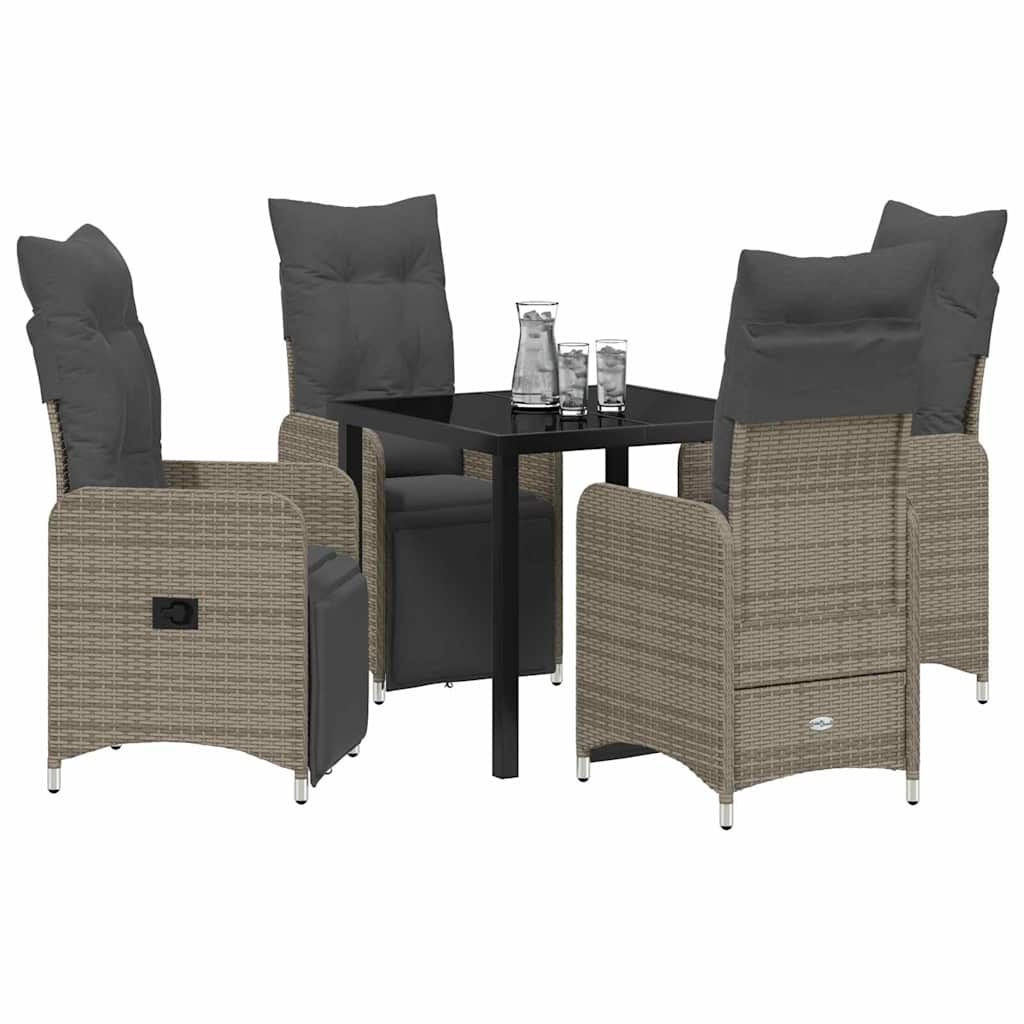 Garten Essgruppe 5 pcs Grau Poly-Rattan