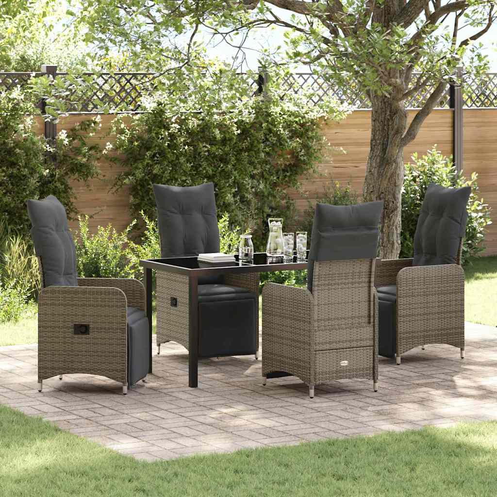 Garten Essgruppe 5 pcs Grau Poly-Rattan