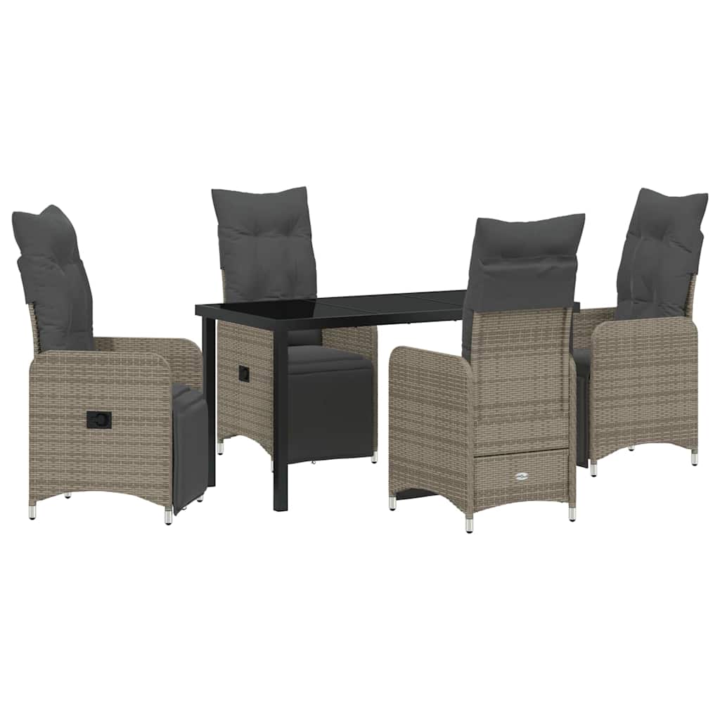 Garten Essgruppe 5 pcs Grau Poly-Rattan