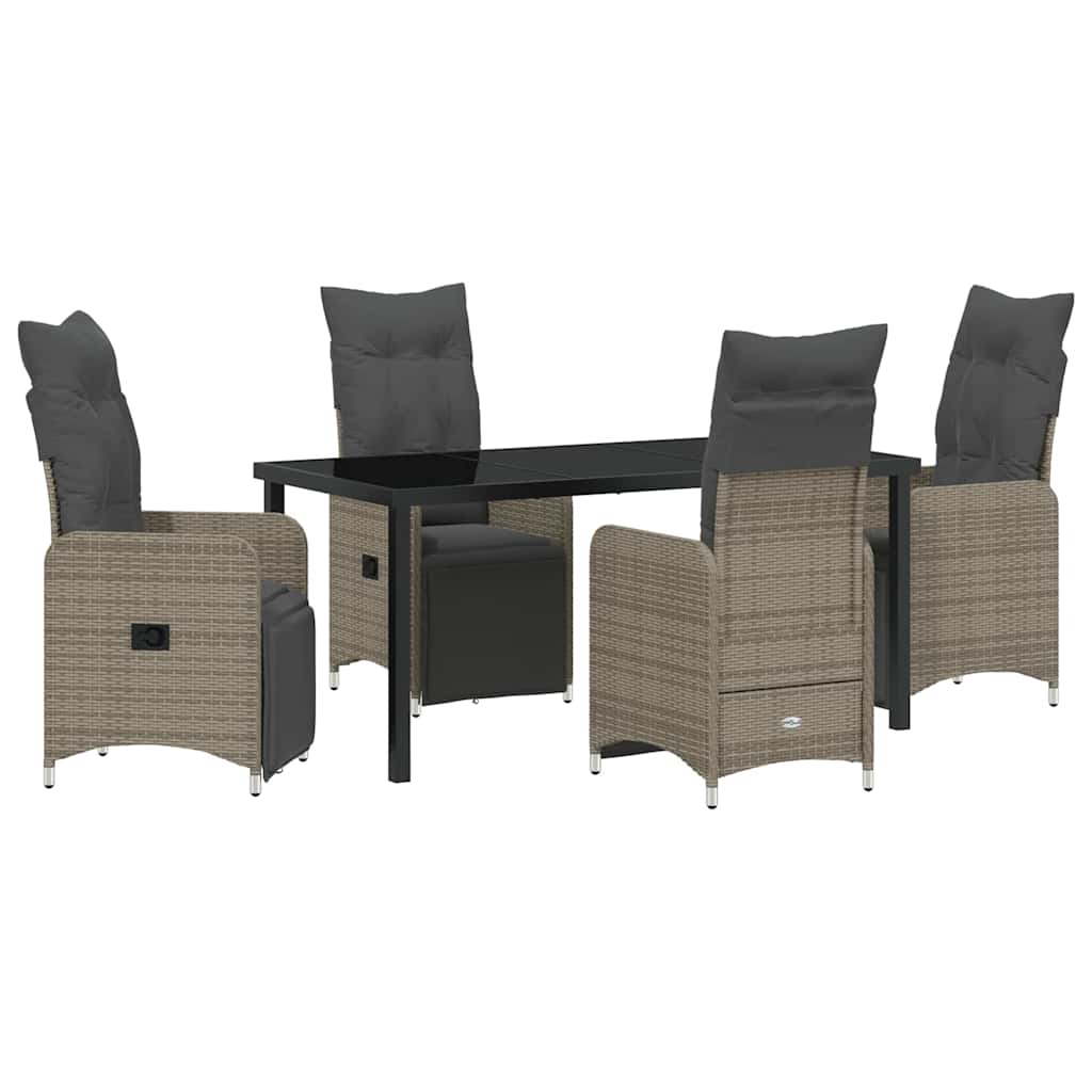Garten Essgruppe 5 pcs Grau Poly-Rattan
